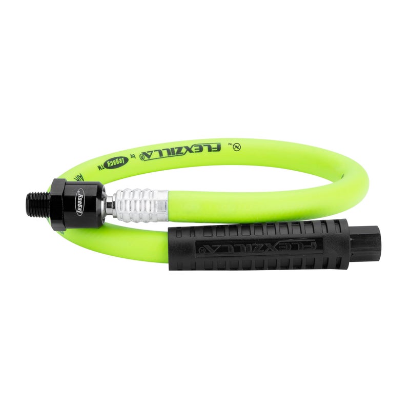 Flexzilla Swivel Whip Air Hose, 3/8 in. x 2 ft. (1/4" MNPT Ball Swivel x 1/4" FNPT Ends), Heavy Duty, Lightweight, Hybrid, ZillaGreen - HFZ3802YW2B - Image 1